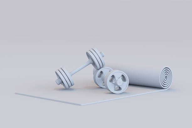istock 3D rendering fitness Equipment on the background. 1414144491