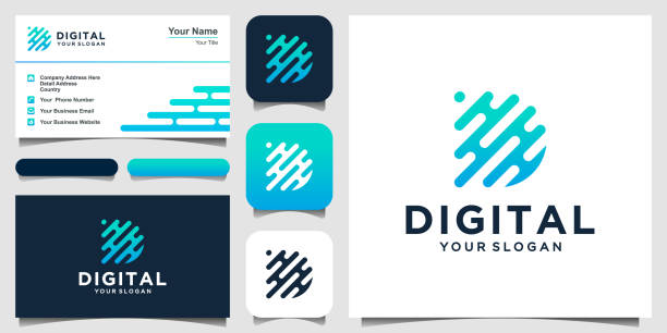 абстрактная буква d технология цифровой концепции. этот логотип имеет значение информации, данных, группы, сообщества, прогресса, роста. - a d stock illustrations