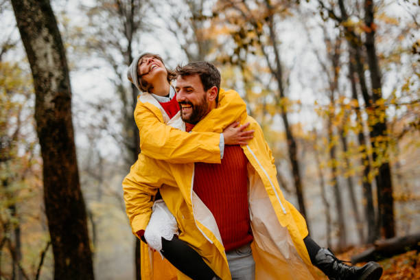 istock Excited with a colorful and rainy autumn forest 1414149996