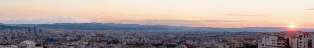 Tirana Albania, Panormaic view sunset colors stock photo
