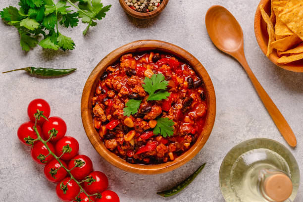 istock Chili Con Carne in bowl on grey background. 1414155428