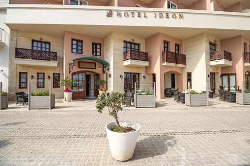 Hotel Ideon at Rethymnon Town on Crete, Greece. This is a commercial business.