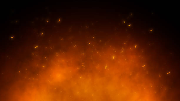istock 3D fire and Burning embers glowing. Fire Glowing Particles on Black Background 1414162508