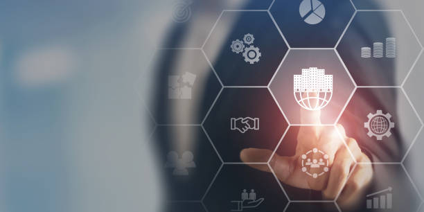 istock Multinational corporation (MNC), business strategy concept. Standardizing products and services around the world  to gain efficiency. Vertical, horizontal expansion strategy. New markets, opportunity 1414164571