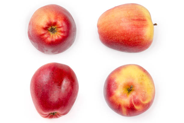 istock Red-yellow apple, view from different sides on white background 1414165030