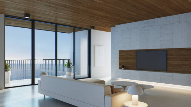 istock Luxury modern beach house and hotel sea view - 3D rendering 1414165669