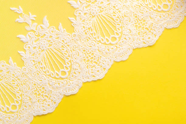 istock White laces on yellow background isolated diagonally 1414176184