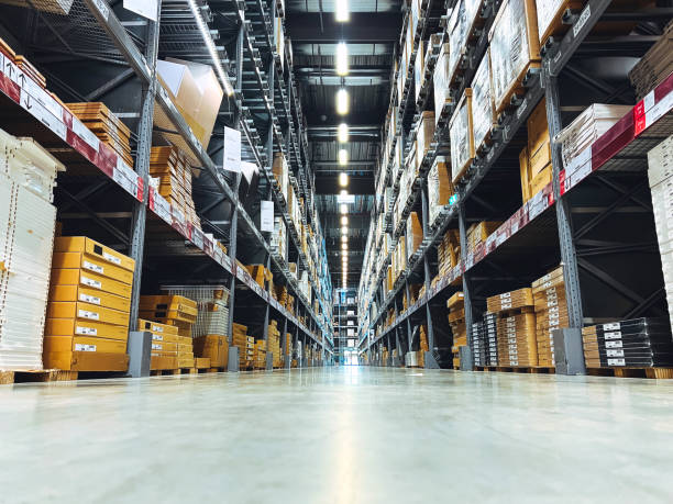 istock Rows Of Shelves With Boxes In Warehouse 1414178702