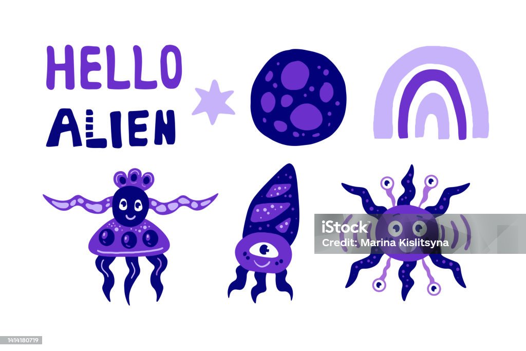 Kids Outer Space Elements Collection Stock Illustration - Download