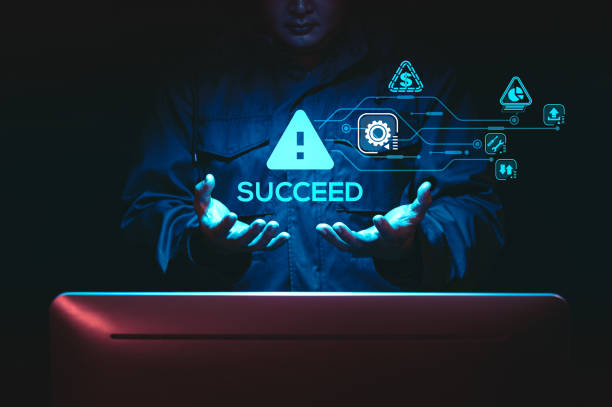 istock Concept hackers enter the database of large companies, the concept of attacking the database of hackers penetrate into the system through fingerprint scanning. 1414181794