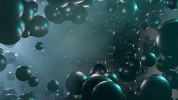 istock Abstract 3d render of composition metallic spheres, modern background design 1414183524