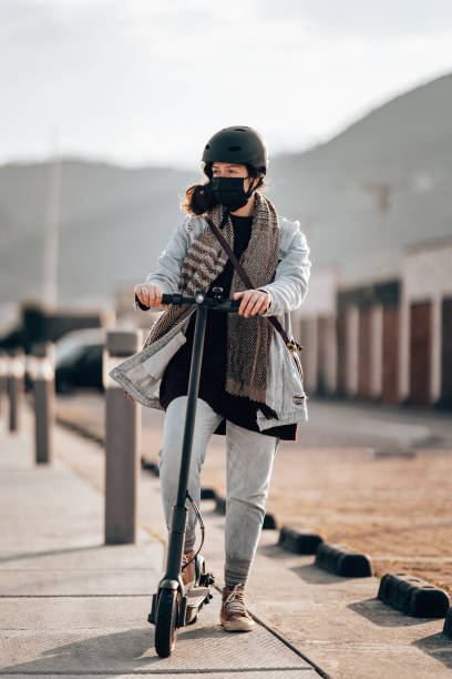 istock Woman using the scooter during the lockdown 1414184315