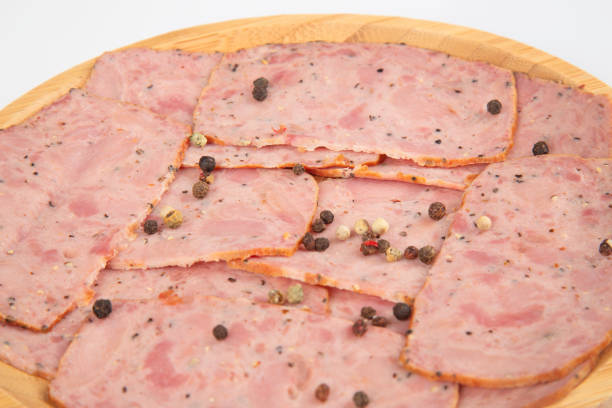 Smoked ham slices on a plate
