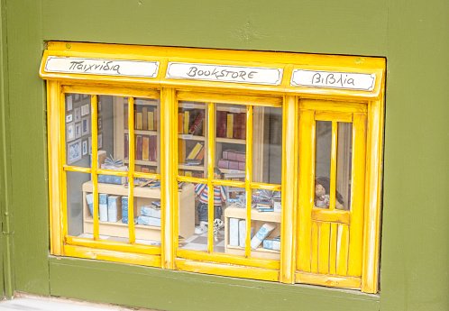At a big bookshop in Rethymnon is this Miniature Bookstore on Crete, Greece