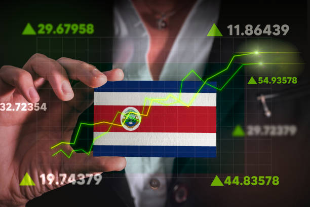 istock Graph growing up in Front Of Costa Rica Flag. 1414185834