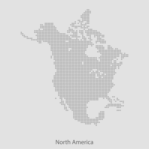 illustrazioni stock, clip art, cartoni animati e icone di tendenza di mappa del nord america - america del nord