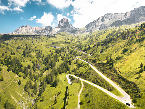 The Giau Pass is a high mountain pass in the Dolomites in the province of Belluno in Italy. It connects Cortina d'Ampezzo with Colle Santa Lucia and Selva di Cadore.