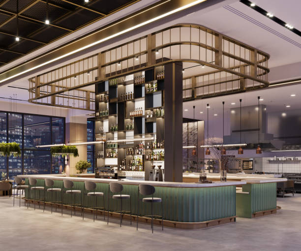 istock 3d render of a luxury hotel bar 1414191590