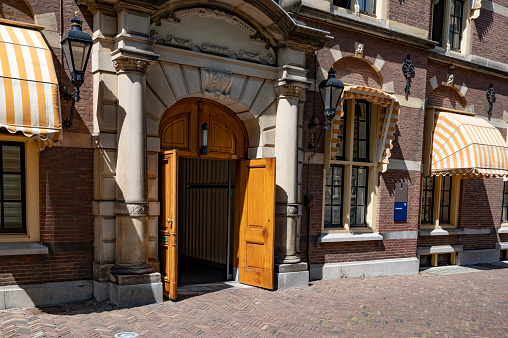 Binnenhof house of the Dutch parliament in The Hague with the Ministry of General Affairs (Ministerie van Algemene Zaken).