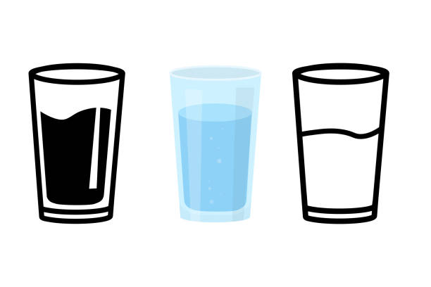 glas voller wasser set symbol. vektorillustration isoliert auf weißem hintergrund - destilliertes wasser stock-grafiken, -clipart, -cartoons und -symbole