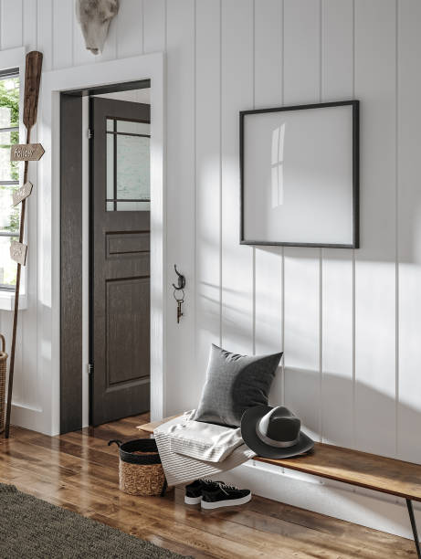 istock Home mockup, farmhouse hallway interior background 1414198530