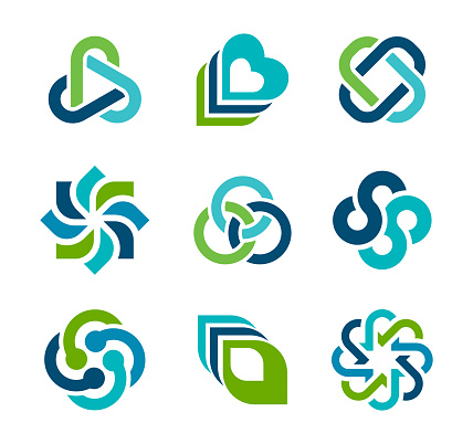 Design elements in blue and green colors.