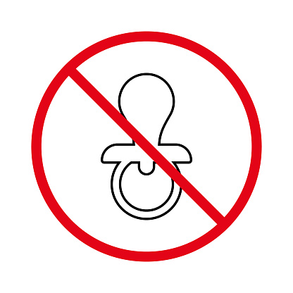 Forbidden Nipple Pacify Child Pictogram. Prohibited Soother. Ban Pacifier Black Line Icon. Caution Baby Sucker Red Stop Outline Symbol. No Allowed Dummy Relax Sign. Isolated Vector Illustration.