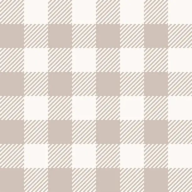 Vector illustration of Seamless buffalo check pattern in pastel brown and white. Vector lumberjack plaid background