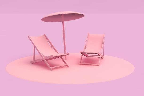 istock Summer concept with sunbeds and umbrellas 1414212288