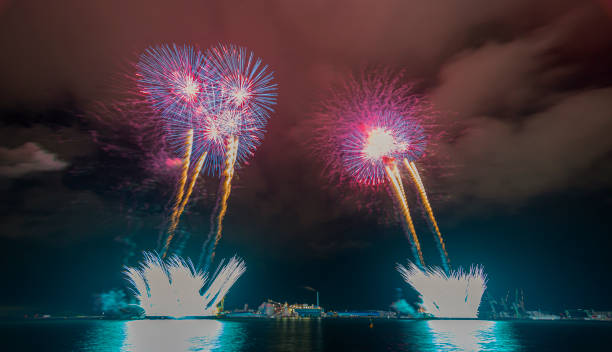 istock beautiful fireworks with long exposure. 1414214600