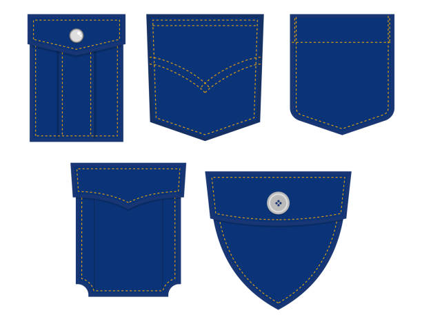 포켓 2 - sewing stitch seam patch stock illustrations