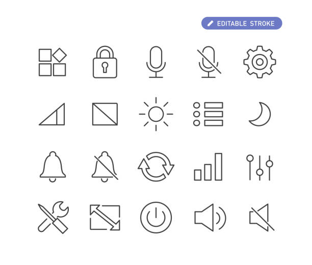 Control Icons - Line Series Editable Stroke - Control - Line Icons back to front stock illustrations