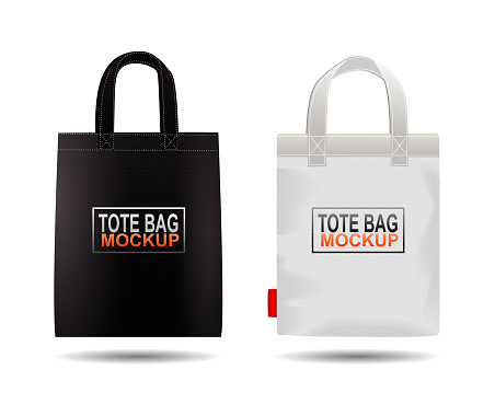 black white tote shopping bags. set bags made eco friendly materials with green logo. canvas shopping bags.