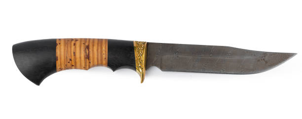 istock Hunting knife with wooden handle isolated on white 1414219938