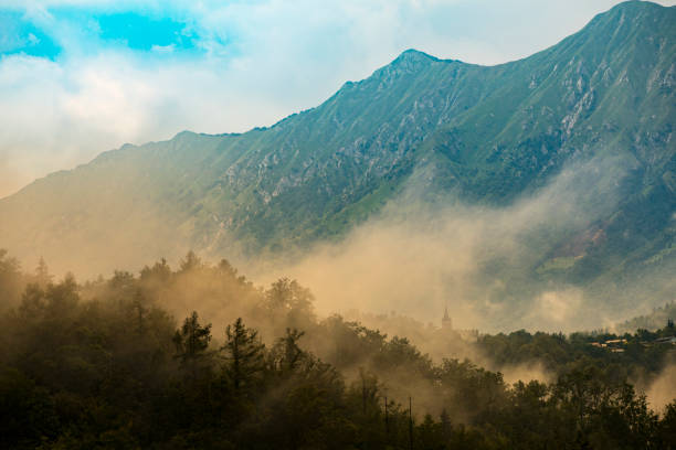 View on Stol Mountain Ridge in Slovenia During Sunset.