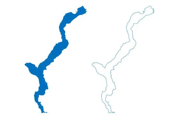 Vector illustration of Lake Maggiore (Italian Republic, Italy, Switzerland, Swiss Confederation) map vector illustration, scribble sketch Lago Verbano map