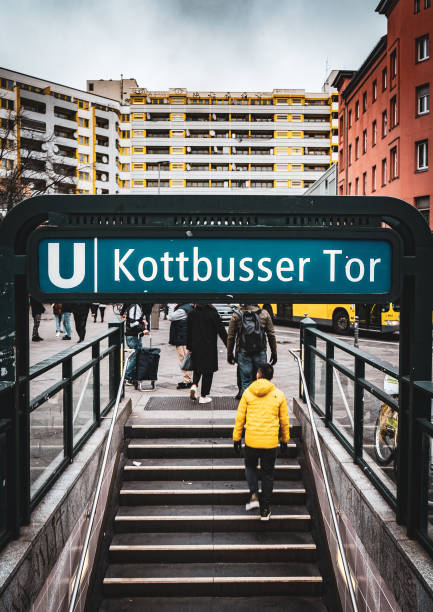the underground station kottbusser tor in berlin kreuzberg - kreuzberg imagens e fotografias de stock