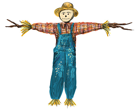 Scarecrow on a transparent bas (you can add this on top any colored background).