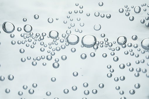 Soda water with bubbles of gas, closeup