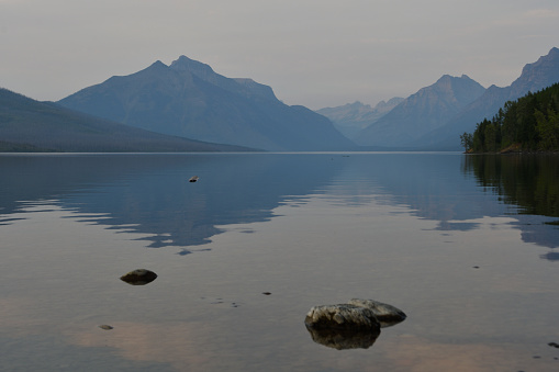 View from Lake McDonald in Glacier National Park USA photographed with Nikon camera