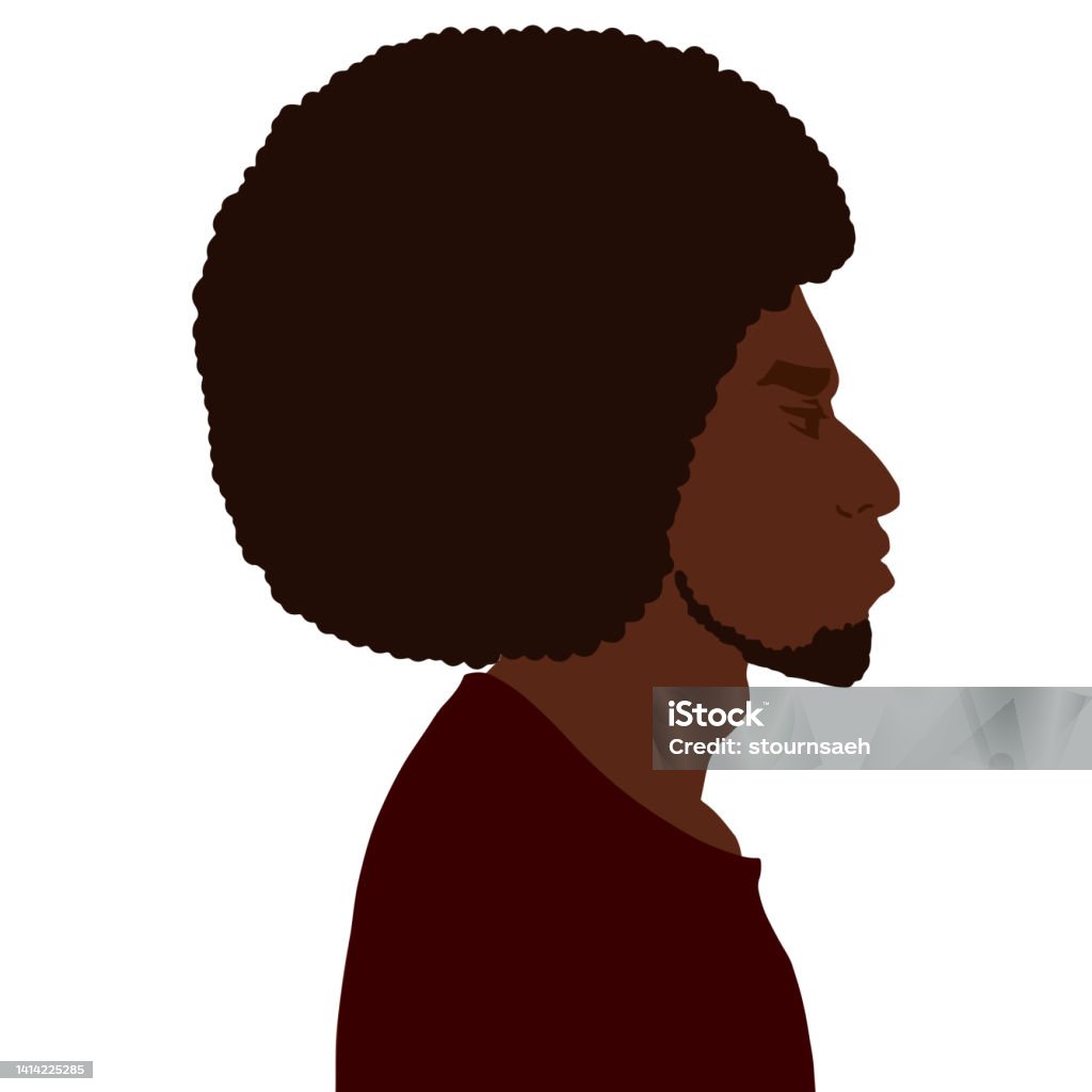 Side View Vector Men African American Man Side View Portrait With Beard And Afro Vector ...