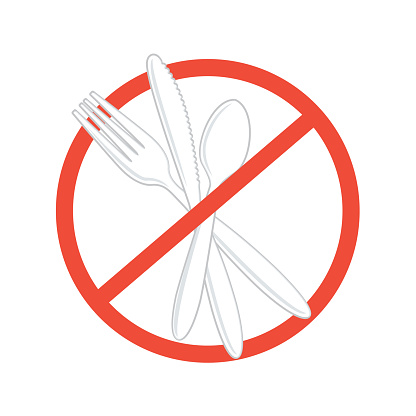 Ban on single use plastics: Plastic Cutlery  on a Transparent Background