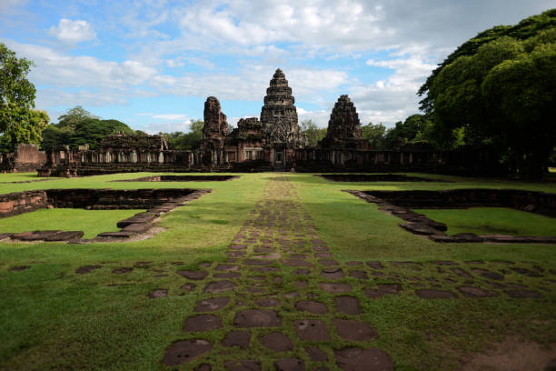 istock Impressive Phimai temple complex in Thailand against a blue sky 1414238361
