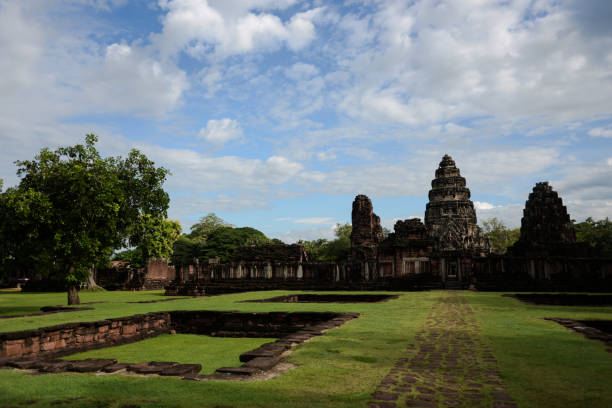istock Impressive Phimai temple complex in Thailand against a blue sky 1414240443
