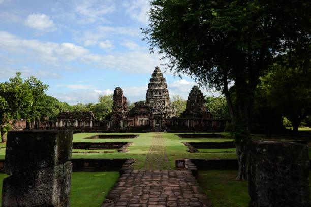 istock Impressive Phimai temple complex in Thailand against a blue sky 1414240444