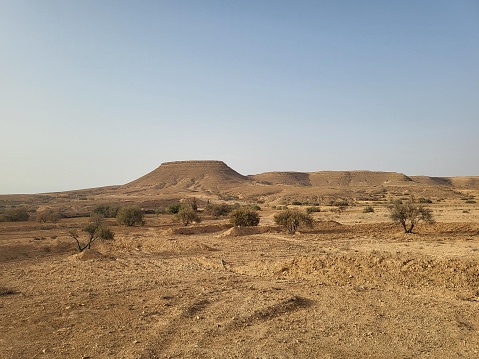 Desert landscape in Ghomrassen, South Tunisia.