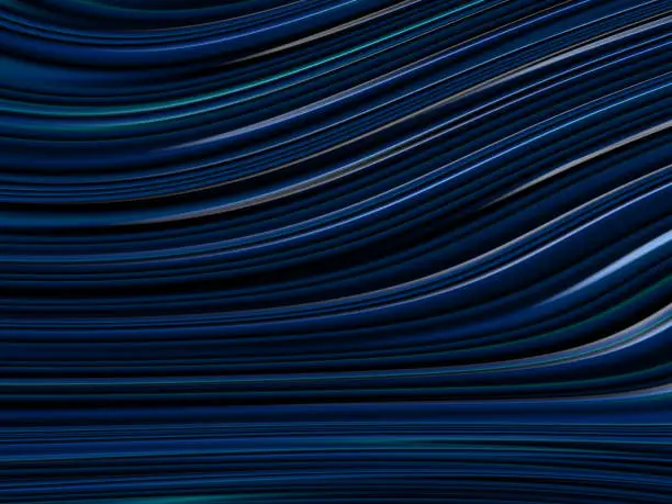 Photo of Navy Wave Pattern Abstract Sea Deep Dark Blue Teal Black Ombre Light Background Long Exposure Wavy Technology Texture Fiber Optic Light Trail Futuristic Concept Connect Speed Concept Modern Sparse Fractal Fine Art