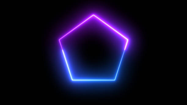 istock loop neon pentagon frame border, abstract graphic futuristic glow illumination effect, electric fluorescent element modern light technology animation in colorful blue purple disco party shiny footage 1414243201