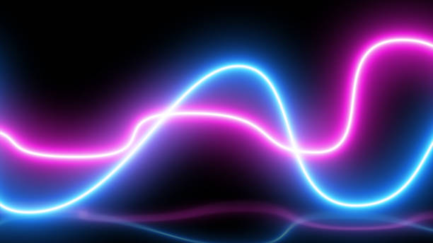 istock futuristic curve horizontal abstract shape glow effect, graphic laser neon ray sparkle spectrum spotlight, fluorescent color loop animation equalizer cool technology modern illustration reflection 1414243221