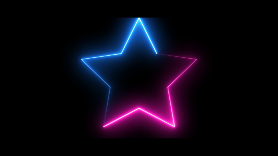 glowing neon space shiny star night abstract ,isolated light effect star-shaped futuristic effect ,graphic laser party led element billboard border cyber future glossy flare, luminous loop animation